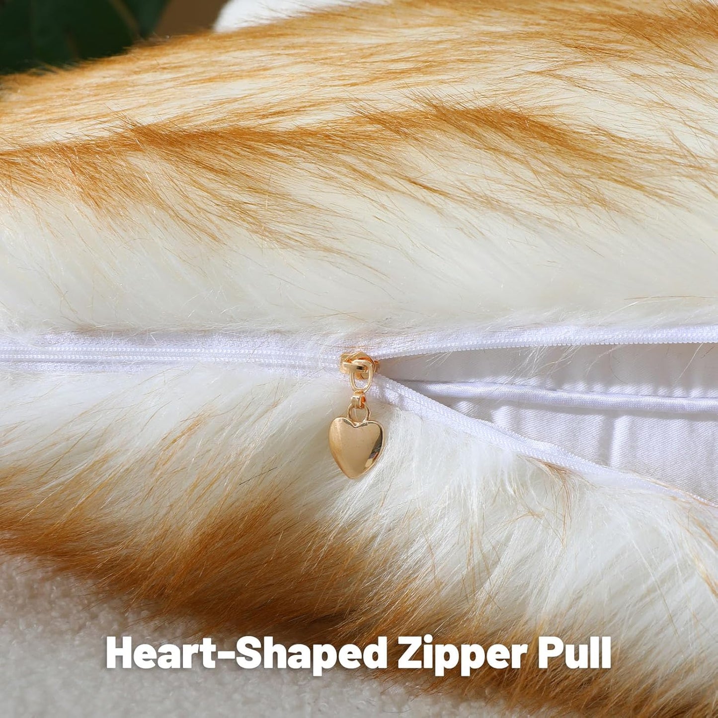 FUTEI Brown White Decorative Throw Pillow Covers 18x18 Inch Set of 2,Soft Fluffy Faux Fox Fur Textured Cushion Case,Modern Home Decor for Couch Living Room