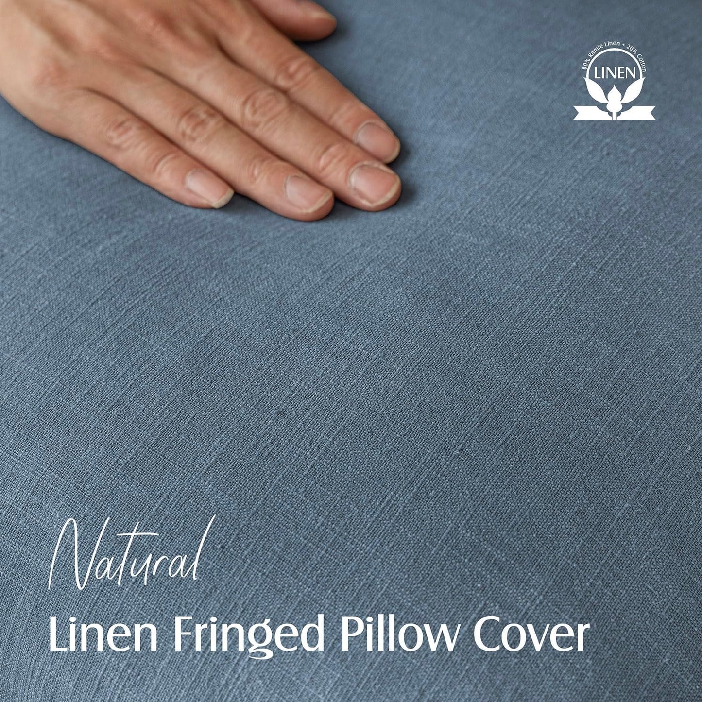 Foindtower Decorative Linen Fringe Lumbar Throw Pillow Covers Cozy Boho Farmhouse Cushion Cover with Tassel Accent Pillowcase for Sofa Bed Living Room Home Decor, 12×20 Inch,1PC,Misty Blue