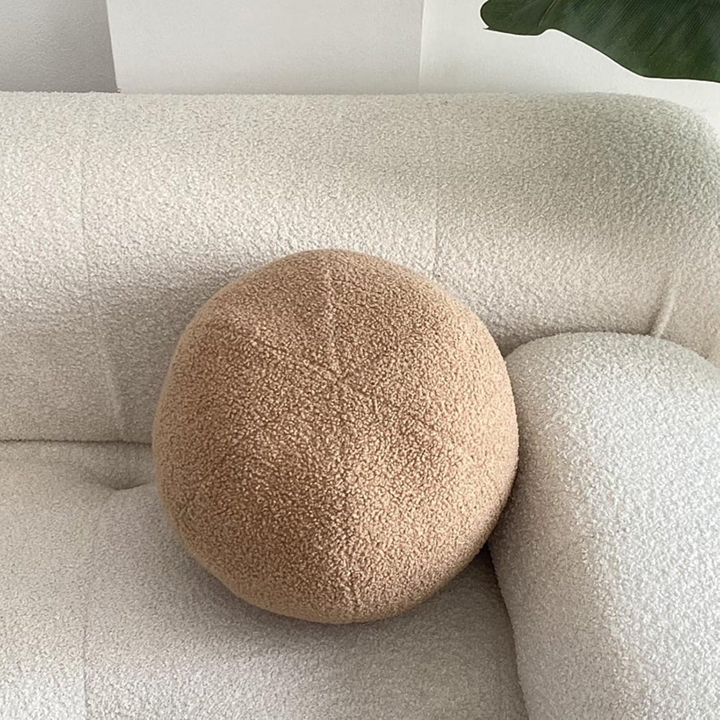 Khaki Ball Shaped Plush Pillow,Cute Soft Waist Rest Cushion,Home Decorative Throw Pillow Used to Add Comfort and Style to A Couch,Sofa,Or Living Room.