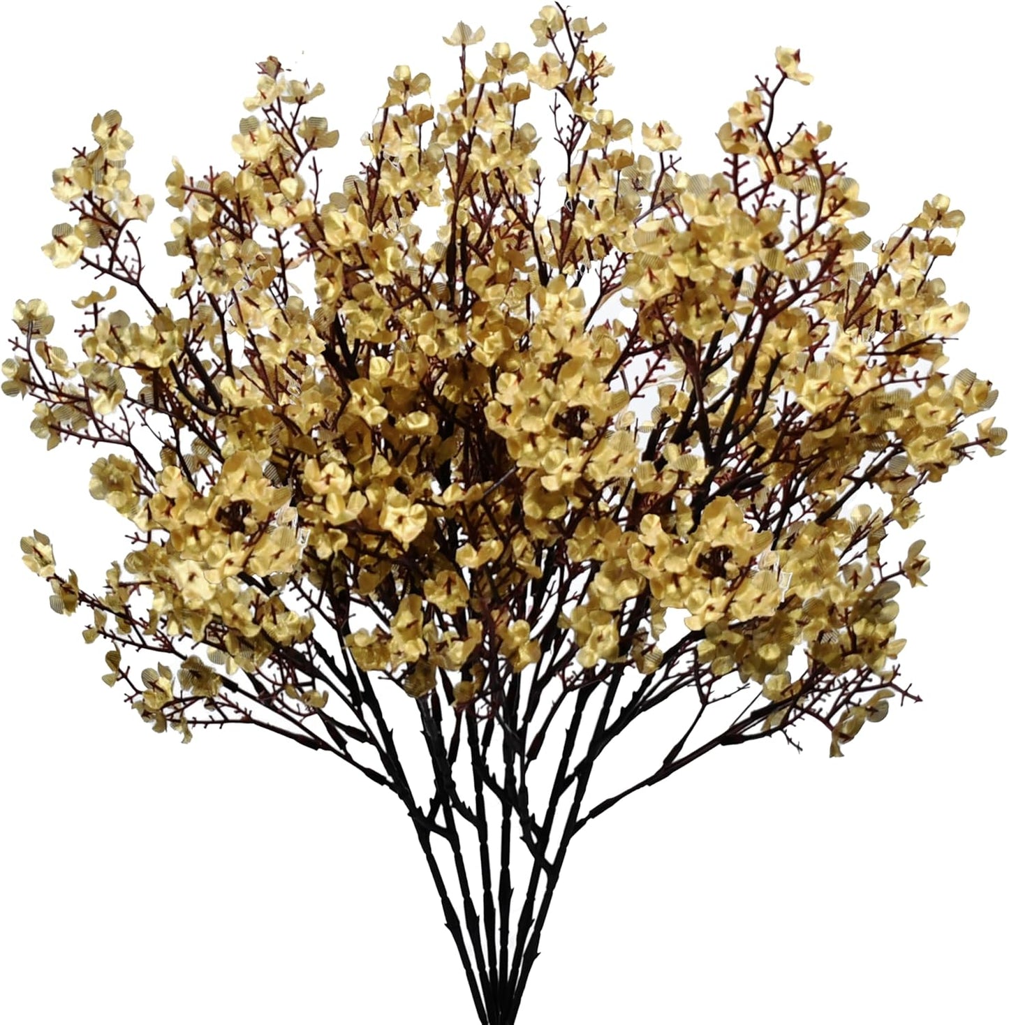 Mandy's Gold Artificial Baby’s Breath Flowers 15 Bundles Silk Gypsophila with Bendable Stems for Fall Centerpiece Wedding Decor and Table Arrangements