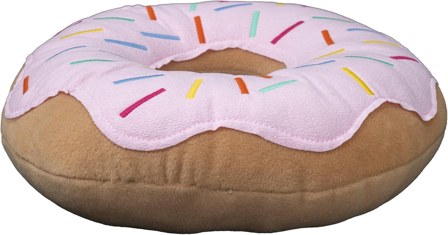 MABEL HOME Throw Pillow 14", Donut, 3D Digital Print Decorative Comfortable Soft Plush Funny Food Shaped Pillow, Seat Pad Cushion for Couch, Chair, Floor, Sofa (Pink)