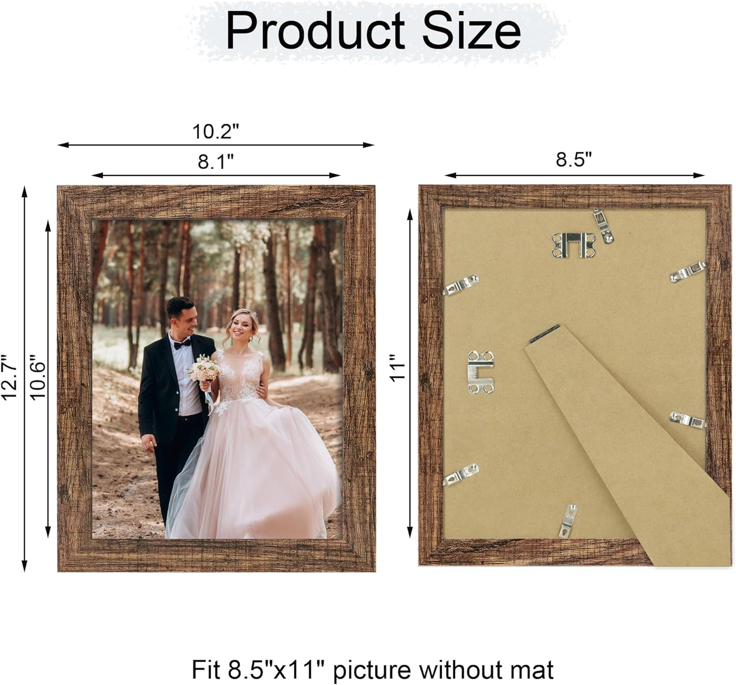 iRahmen 8.5x11 Picture Frame Set of 4, High Definition Real Glass Rustic Frame, Wood Photo Frames 8.5 by 11 Diploma Document for Wall Hanging and Tabletop Display