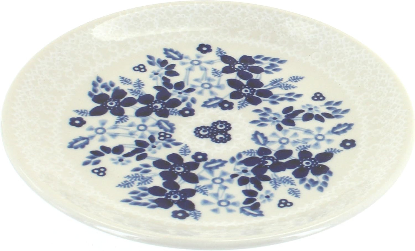 Blue Rose Polish Pottery - Blue Elizabeth Dessert Plate - 7" Diameter - Beautiful Plate for Cake, Appetizers, or Snacks