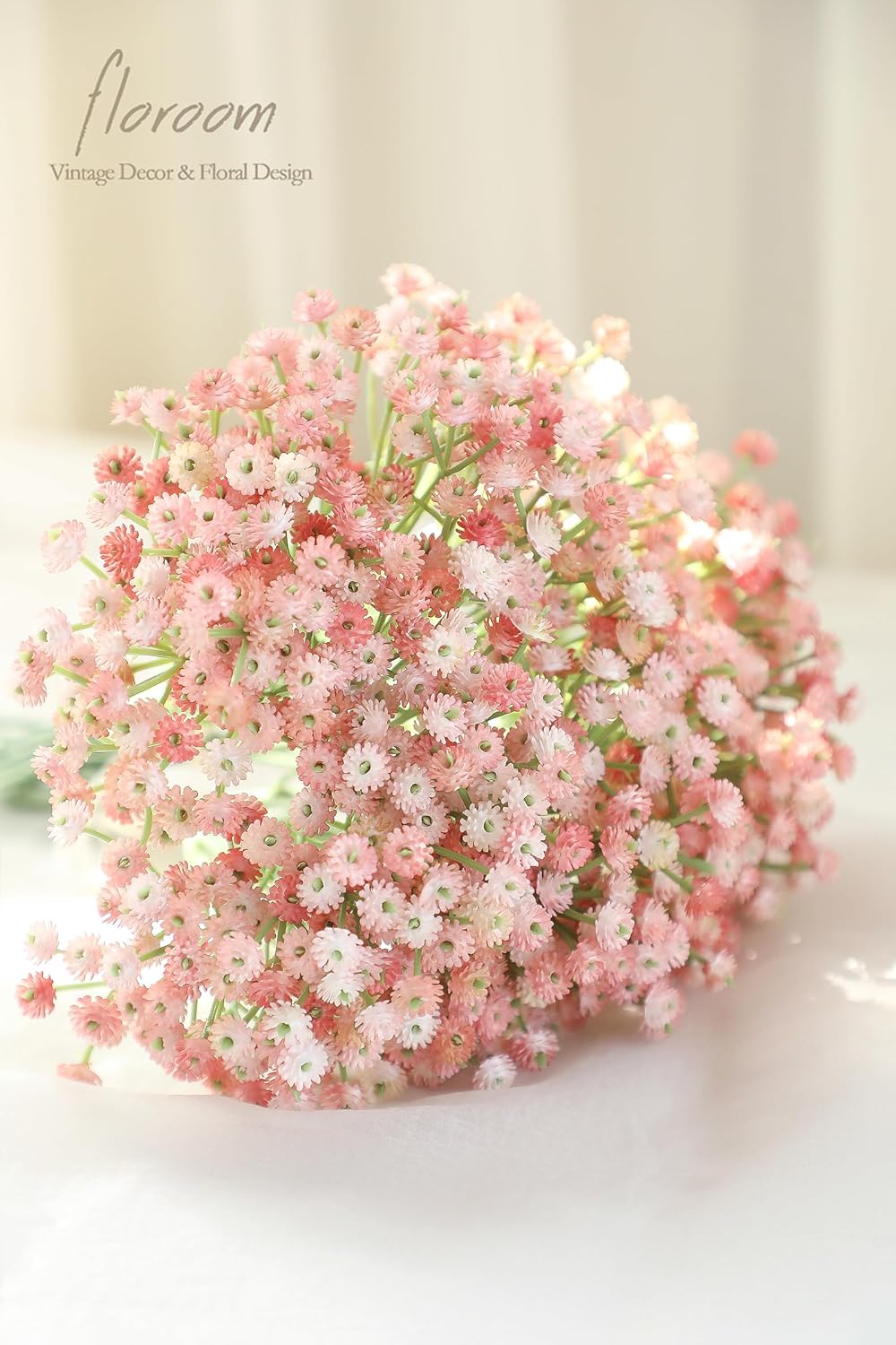 Floroom 18pcs Artificial Babys Breath Gypsophila Greenery Sprays, Real Touch Dusty Rose Blush Pink Fake Flowers for Wedding Bouquets Centerpieces Floral Arrangements and Decorations