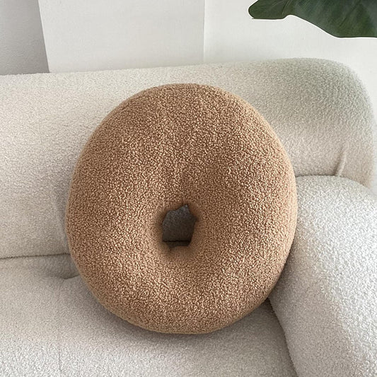 Khaki Donut Shaped Plush Pillow,Cute Soft Waist Rest Cushion,Home Decorative Throw Pillow Used to Add Comfort and Style to A Couch,Sofa,Or Living Room.