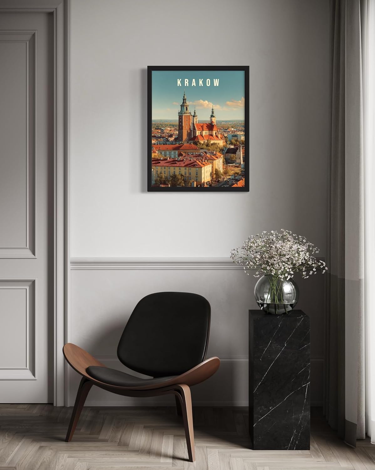 Kraków, Poland Art Print Poster, Europe Vintage City Retro Photography Skyline Travel Bedroom Bathroom Living Room Decor 183 (Kraków, Poland, 24 x 36 inches, Unframed)