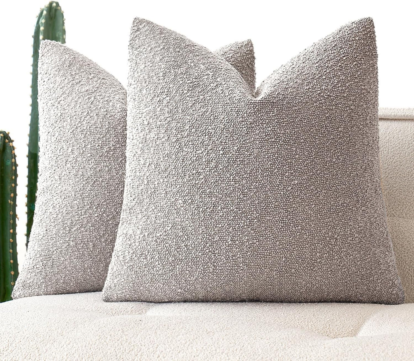 MIULEE 18x18 Inch Decorative Pillow Covers for Couch Bed Set of 2 Textured Boucle Neutral Winter Throw Pillows Cloud Grey Accent Solid Cushion Pillowcases Sofa Livingroom Home Decor