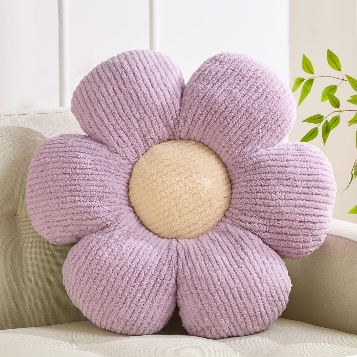 Flower Pillow Flowers Shaped Pillow Cushion Decorative Daisy Pillow for Bed Cute Throw Pillow Flower Floor Pillow Soft Seat Cushion Purple Cushion 15.7"