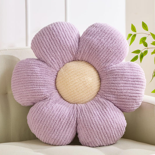 Flower Pillow Flowers Shaped Pillow Cushion Decorative Daisy Pillow for Bed Cute Throw Pillow Flower Floor Pillow Soft Seat Cushion Purple Cushion 19.6"