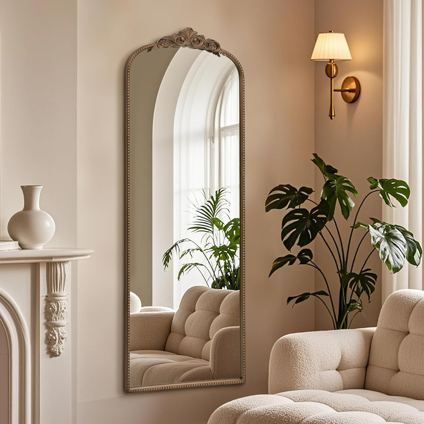 Micasso Gold Full Length Mirror: 56''x21'' Baroque Antique Floor Mirror - Traditional Ornate Vintage Long Mirrors for Wall/Dressing Room/Bedroom/Entryway/Hallway - Home Decor for Living Room