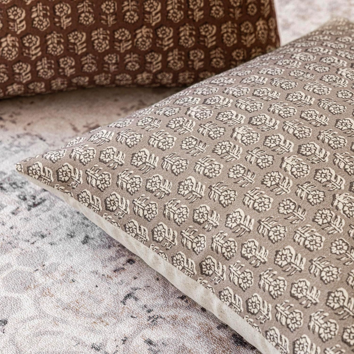 Foindtower Set of 2 Decorative Floral Body Lumbar Throw Pillow Covers Neutral Modern Farmhouse Cushion Covers Vintage Home Decor for Sofa Couch Chair Bedroom Living Room,14×36 Inch,Tan Taupe