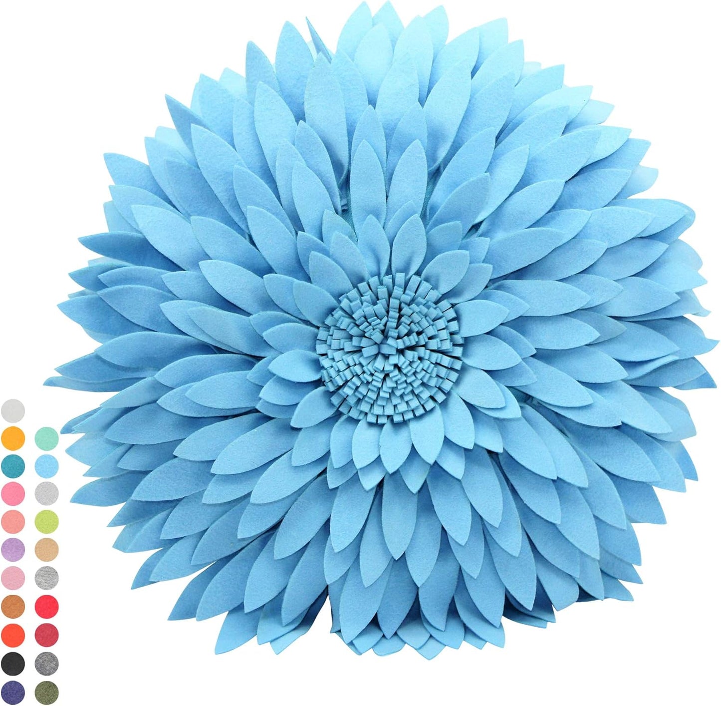 Contempo Lifestyles 3D Daisy Flower Pillow - Patented Design, Couch & Bed Decorative Pillow (18" Flower, 16" Pillow with Insert, Solid Aqua)