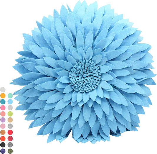 Contempo Lifestyles 3D Daisy Flower Pillow - Patented Design, Couch & Bed Decorative Pillow (18" Flower, 16" Pillow with Insert, Solid Aqua)