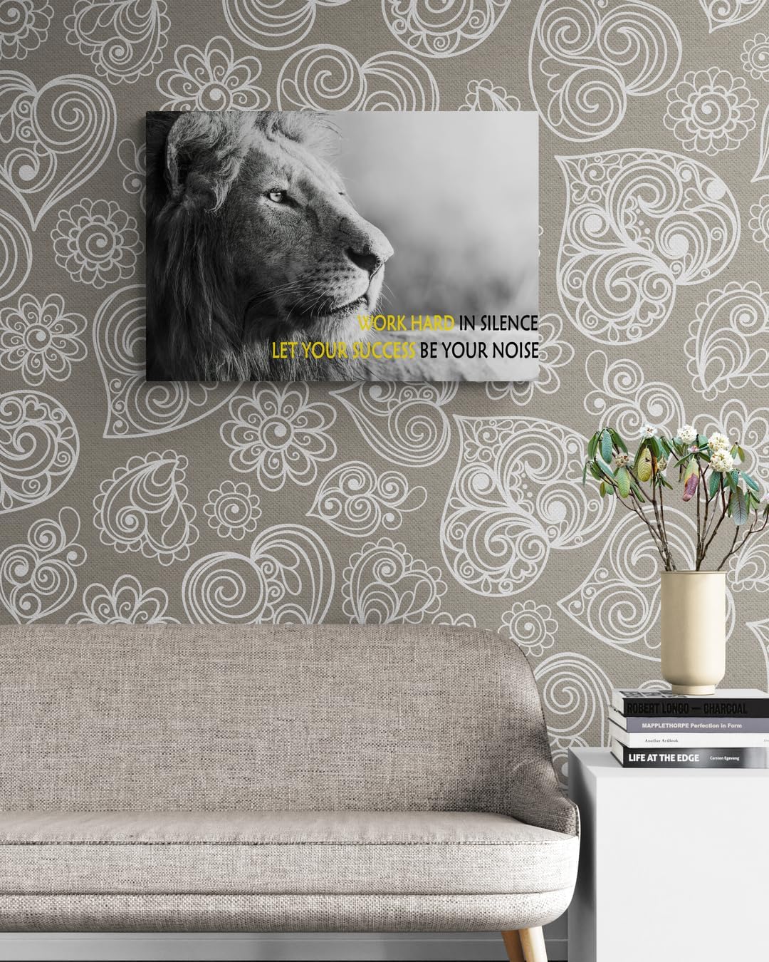 GoForArt Dream Big Motivational Canvas Wall Art, Inspirational Famous Quote Bedroom Living Room Decor, Positive Modern Landscape Mountain Office Dorm Room Poster Print (Lion02, 12''x18'')