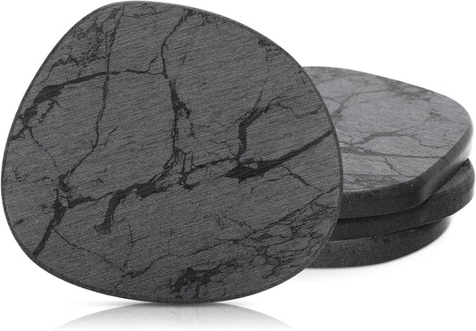 Diatomaceous Earth Coaster ，Set of 4，Unique White Absorbent Coasters for Drinks，Modern Aesthetic Instant Dry Stone Drink Coasters（4,Marble Grey）
