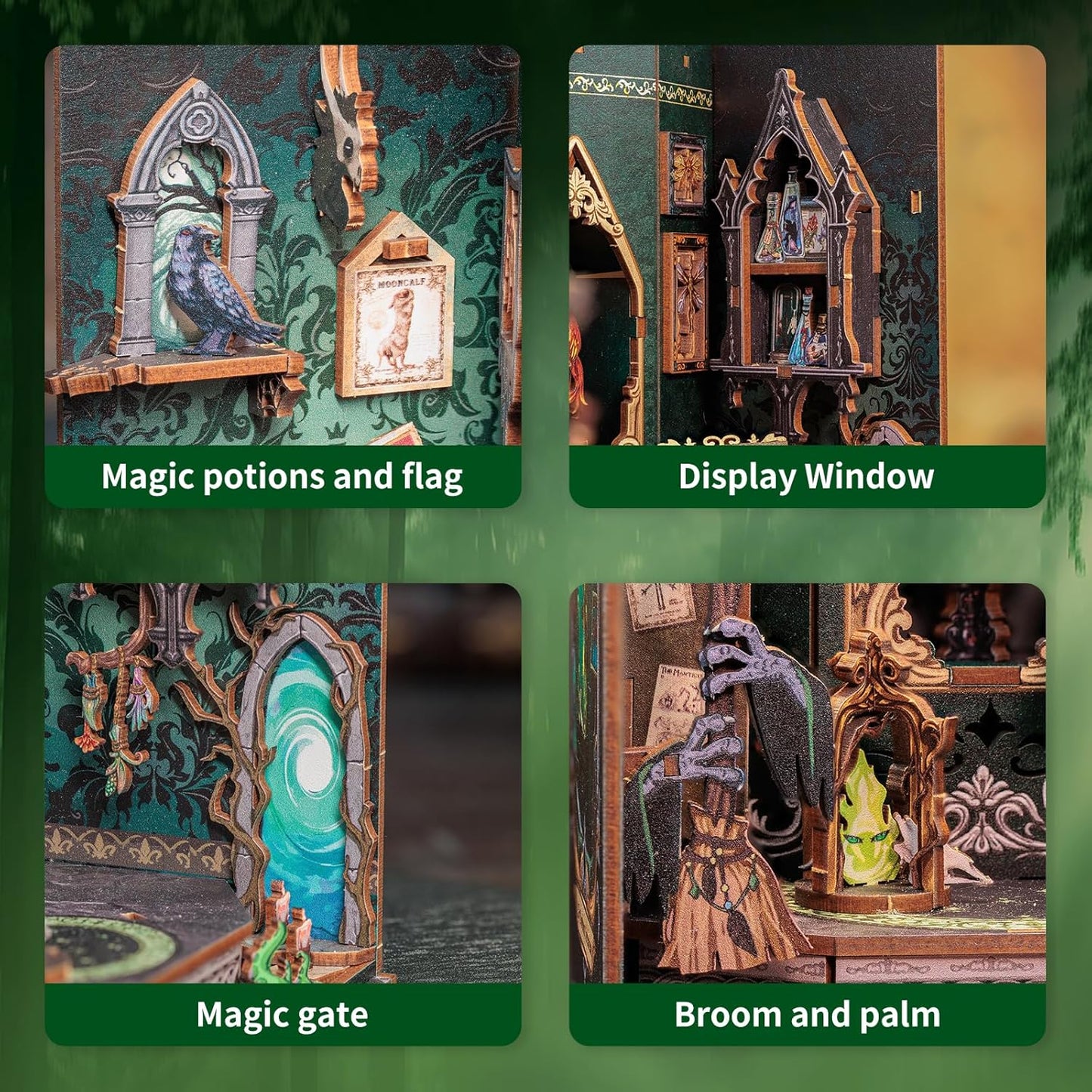 Cutefun Book Nook Kit, DIY Miniature House Kit for Beginners, Book Nook Kits for Adults, Wooden Dollhouse for Bookshelf Decor, Gifts for Family and Friends (The Darkness Herbarium)