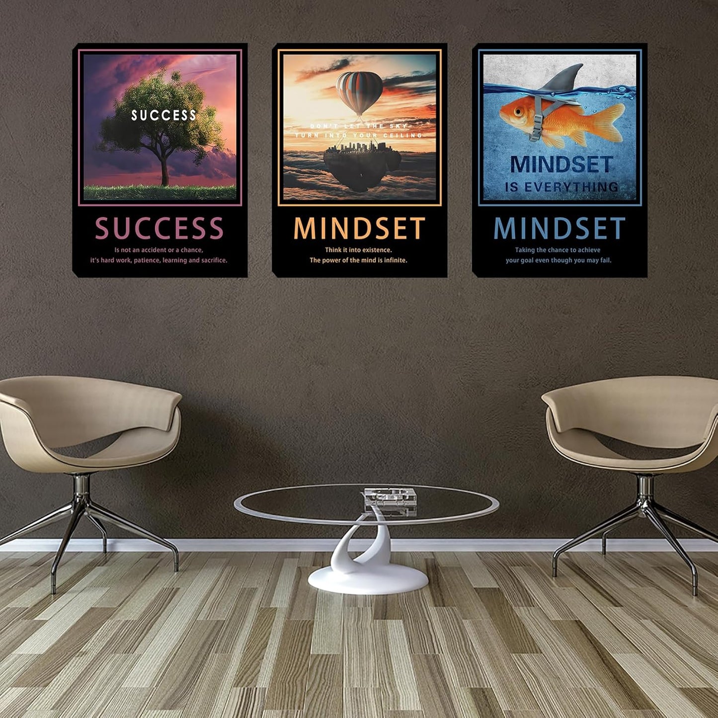 Inspirational Motivational Posters & Art - Wall Decor for Living Room, Bedroom & Home Office - Easy to Hang Framed Wall Decor Canvas Art Paintings