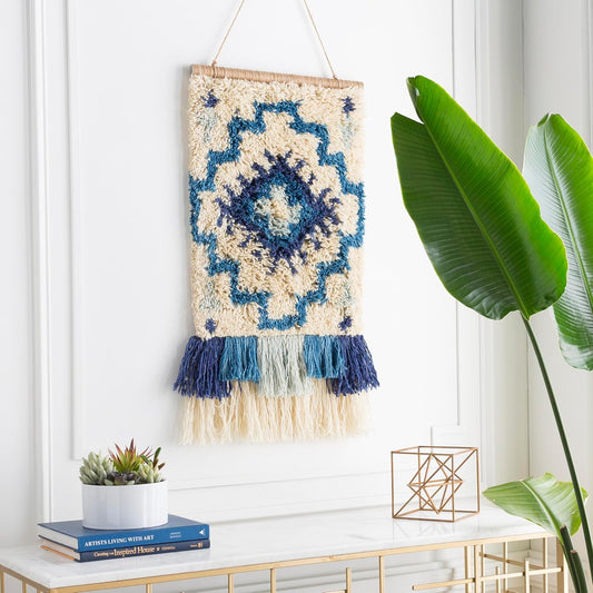 Mark&Day Wall Hanging, Abtenau Bohemian/Global Farmhouse Denim Tapestry Wall Hanging for Living Room, Bedroom, Office or Kitchen (23"H x 17"W)