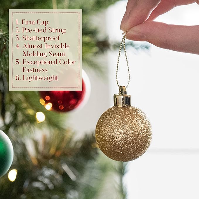 Valery Madelyn 1.57 Inches Small Christmas Tree Decorations Ornament Set for Fall Halloween, 24ct Red Green Gold Shatterproof Hanging Ball Ornaments Holiday Party Decor
