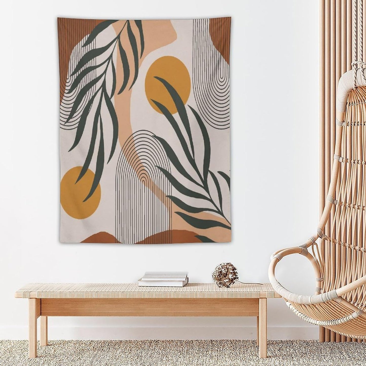 ICMOLYYENLO Boho Plant Aesthetic Tapestry, Abstract Medieval Arch Sun Home Aesthetic Wall Hanging For Bedroom Living Room Dormitory Tapestry 60x60 Inches