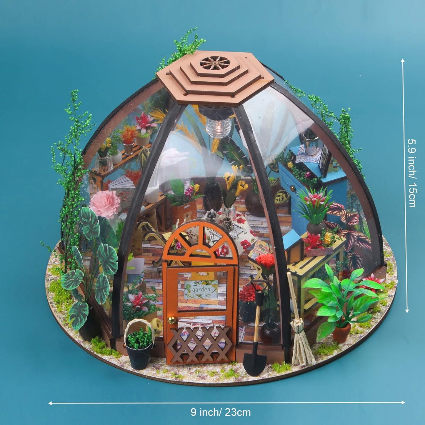 GuDoQi DIY Miniature Dollhouse Kit, Tiny 1:24 Scale House with Furniture, Great Handmade Craft Gift for Birthdays and Christmas Day, Green Flower Shop