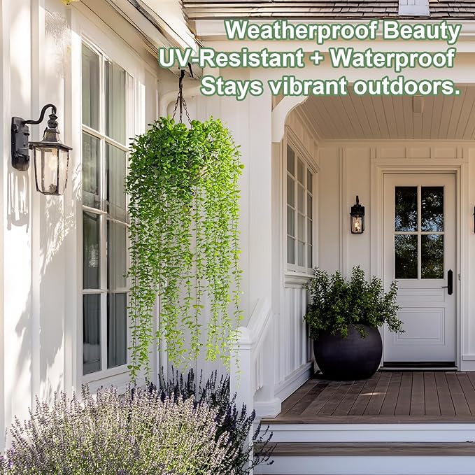 4PCS Fake Hanging Plants Set - Ultra Realistic Artificial Vine with Lifelike Leaves, Zero Maintenance Home & Office Decor for Wall, Shelf, Wedding Arch