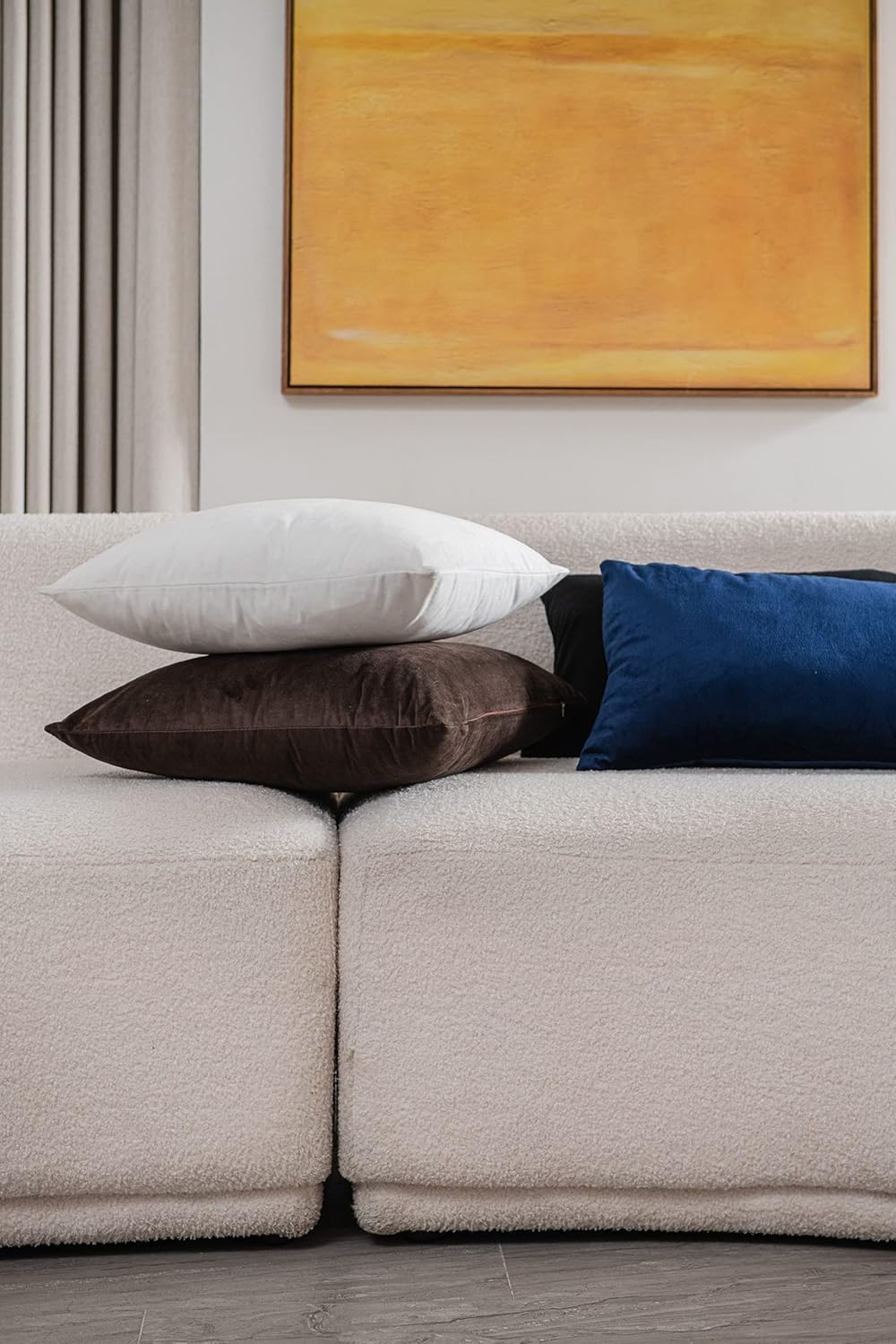 Decorative Pillow Cases 20x20 White: 2 Pack Cozy Soft Polyester Square Throw Pillow Covers for Farmhouse Home Decor