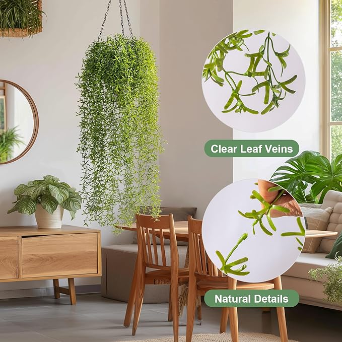 4PCS Fake Hanging Plants Set - Ultra Realistic Artificial Vine with Lifelike Leaves, Zero Maintenance Home & Office Decor for Wall, Shelf, Wedding Arch