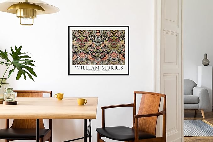 William Morris Birds and Flowers Wall Art Poster Prints, Famous Artist Patterns, Vintage Flowers Decor Artwork, Tapestry Historic Cultural Illustrations Fine Art, Colorful for Living Room, Bedroom,