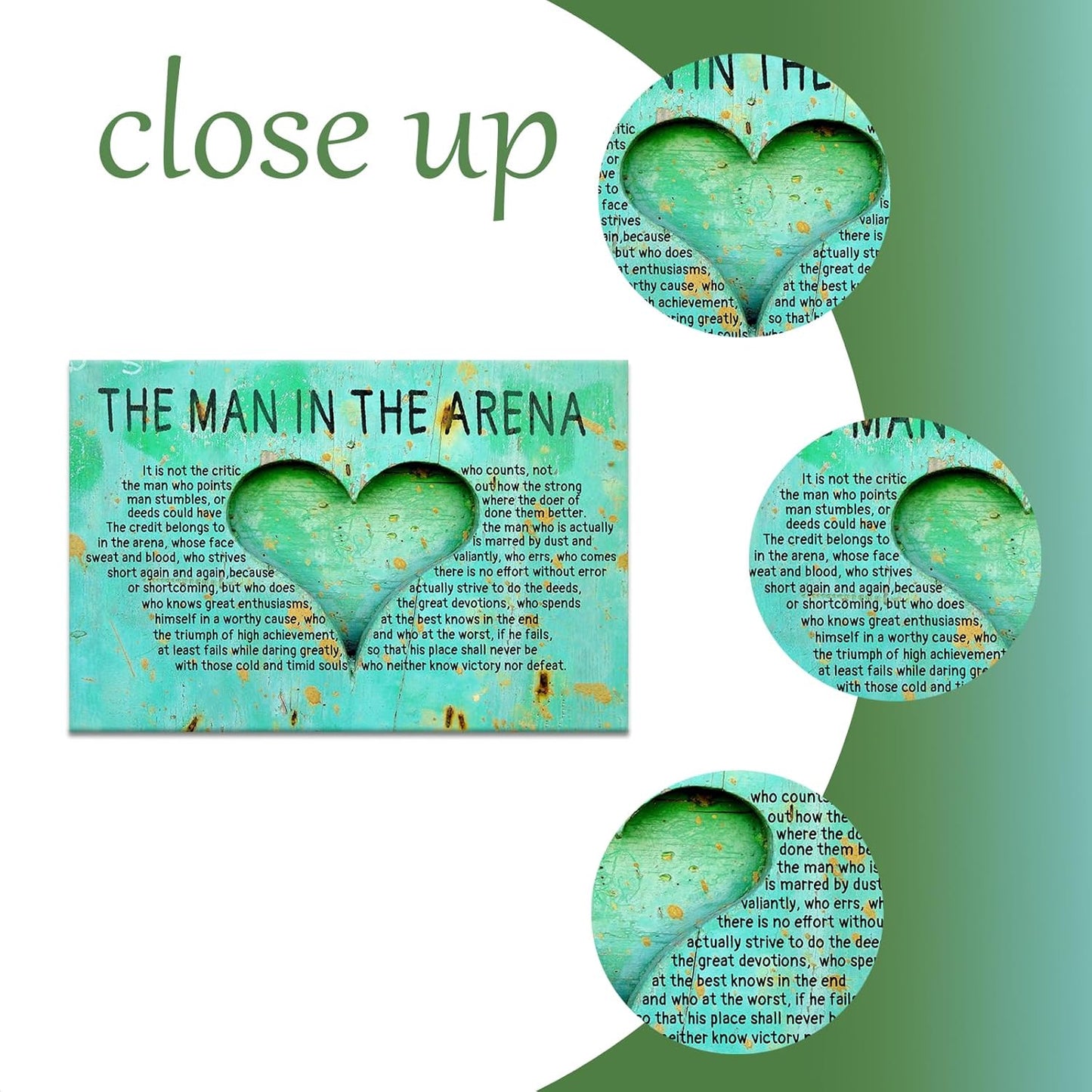 Inspirational Canvas Wall Art Poster Print The Man In The Arena Motivational Quotes Picture Painting Wall Decor Artwork for Modern Home Bedroom Bathroom Wooden Framed Ready to Hang [12''Wx18''H]