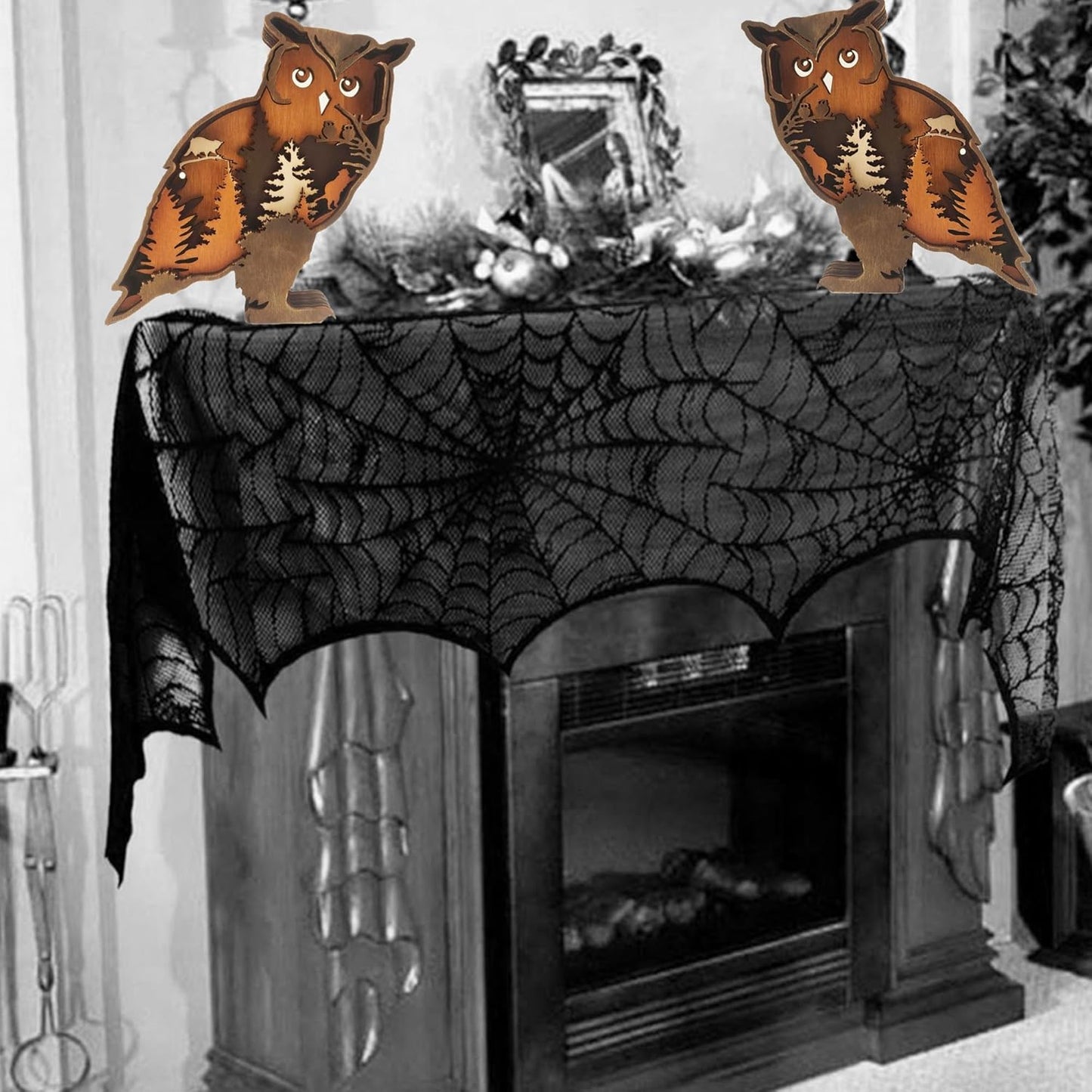 Forest Animal Desk Art Decor Wooden Farmhouse Table Decoration, Cabin Decor, Nursery Decor Mountain Decor for Bedroom Living Room (Owl)