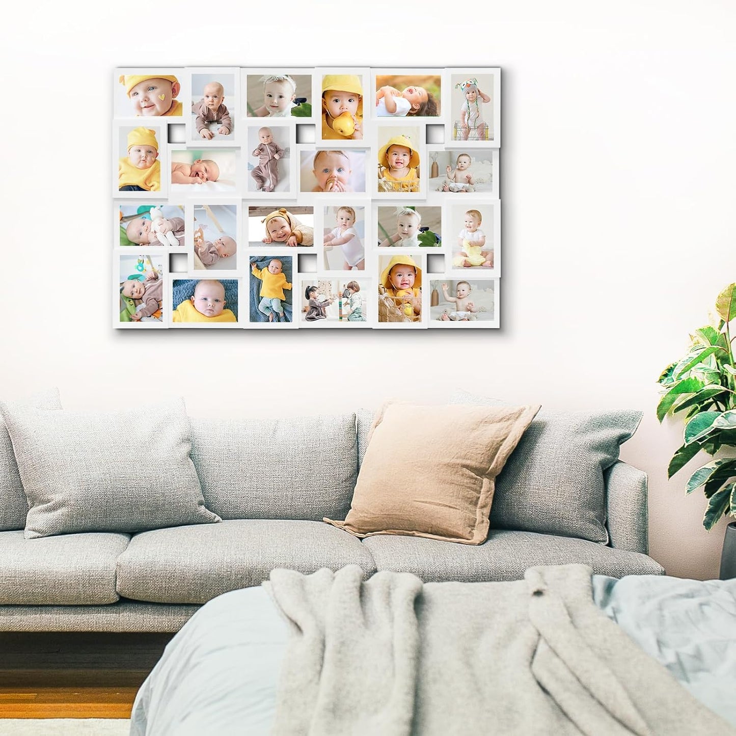 HELLO LAURA 4x6 Picture Frame Collage Wall Decor 24 Opening Photos Collage Frame for Wall Picture Frame 6" x 4" Photo Sockets x 24 - White