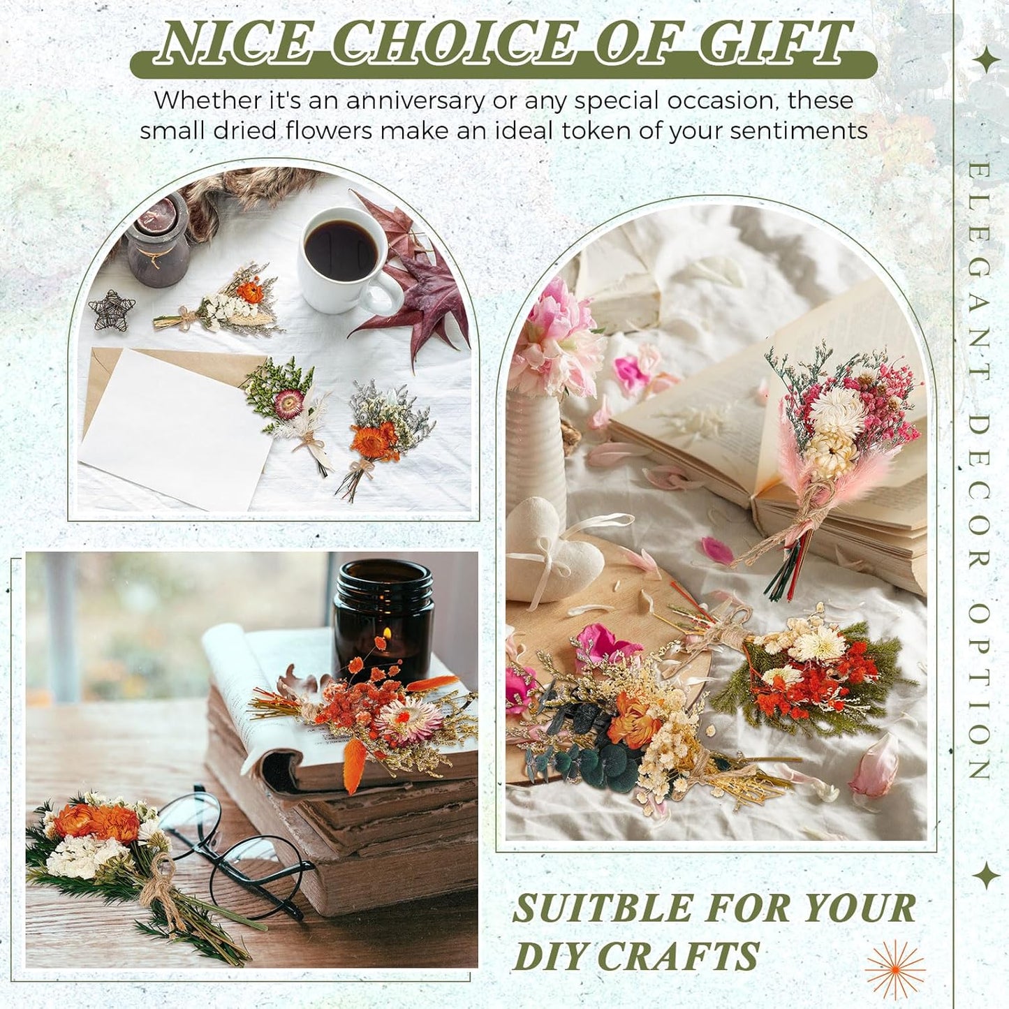 Layhit 24 Pcs Boho Dried Flower Bouquet Mini Wedding Handmade Dry Flowers Decor for Vase Crafts DIY Photo Boutonniere for Men Floral Plant for Bridesmaid Gift Birthday Decor (Gerbera Daisy)