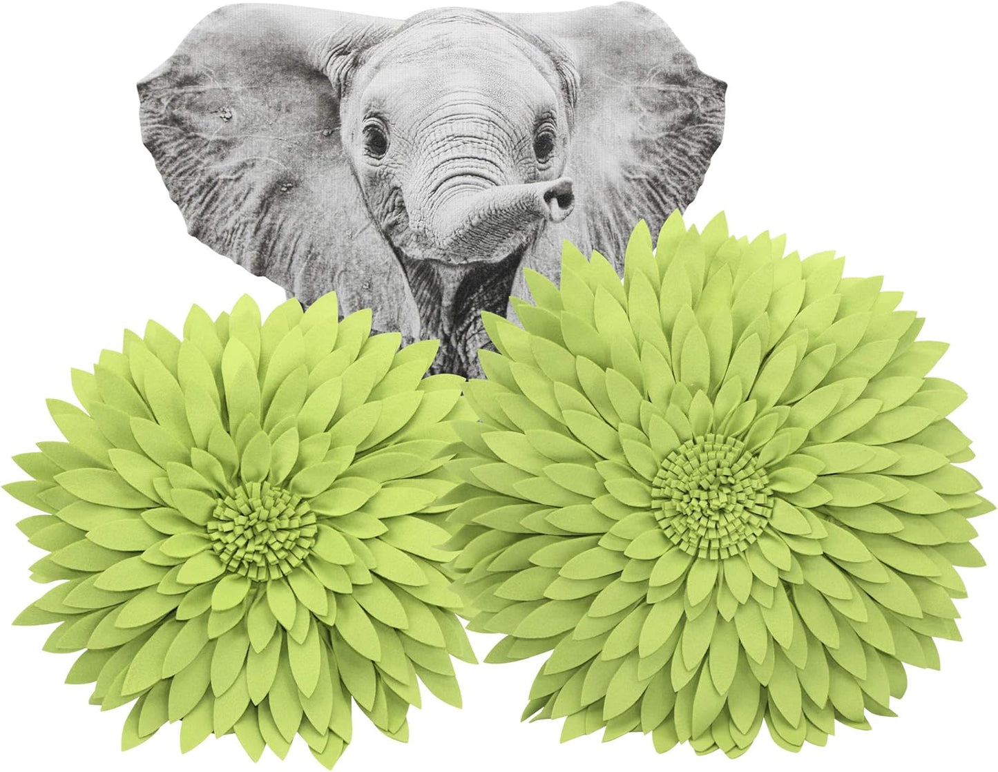 Flower Decorative Pillow - 3D Daisy Flower Pillow, Sunflower Throw Pillow -14.5 x 13 inch Round Decor Pillow - Flower Home Decorations - Couch & Bed, Accent Pillow (Case + Insert, Solid Lime)