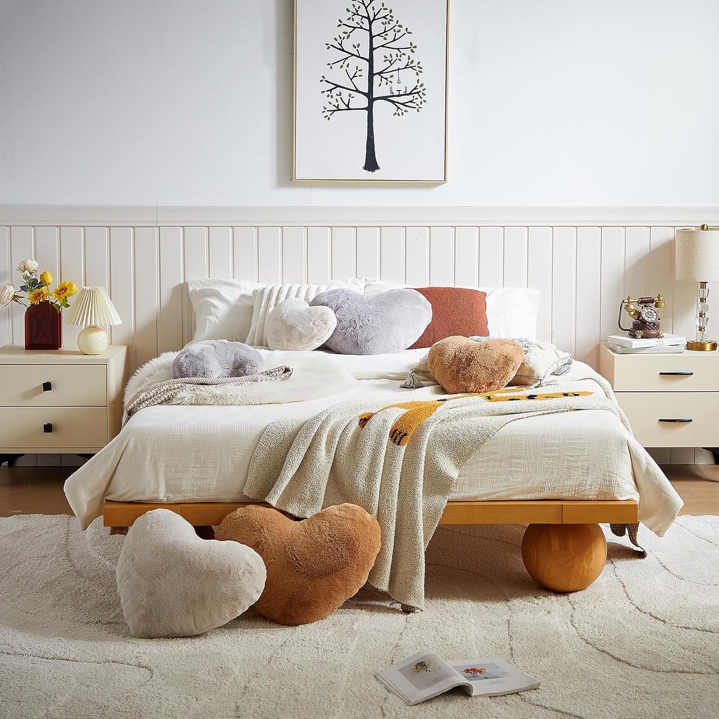 EastTree Beige Heart Shaped Pillows, Ultra Soft Extra-Large Fluffy Love Throw Pillows, Gifts for Women & Girls, Living Room Decor - 15x18 Inch