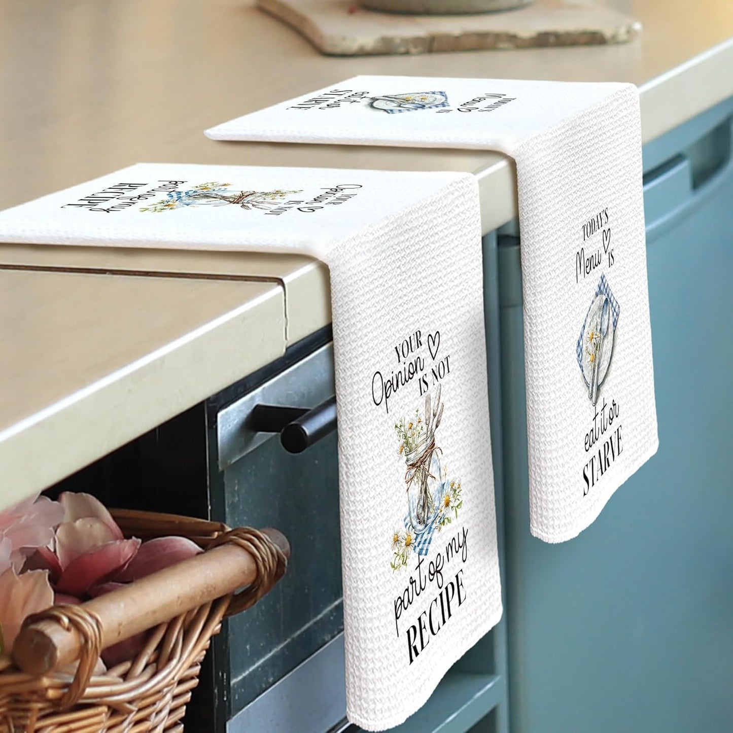 Funny Gifts Kitchen Towels - Sarcastic Humor Dish Towels, Housewarming Gifts, Funny Recipe Decorative Absorbent Dishcloths Hand Towels Set of 2 for Cooking Baking Decor 16x24 Inches