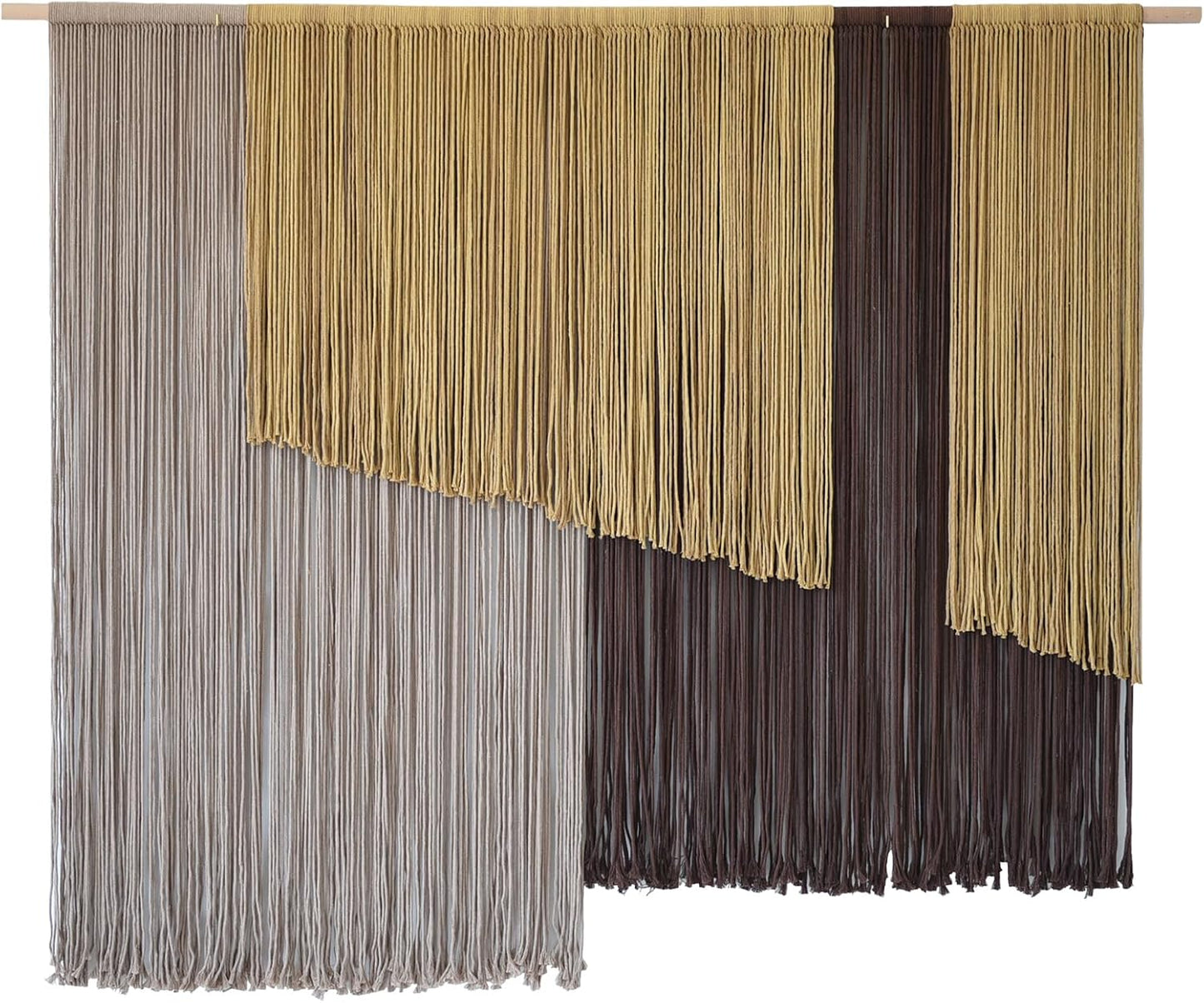 Jakalin Large Macrame Wall Hanging 57" Wx43 L Dip-Dyed Fiber Wall Decor Bohemian Handmade Apartment Dorm Gallery Art Living Room Wedding Wall Art