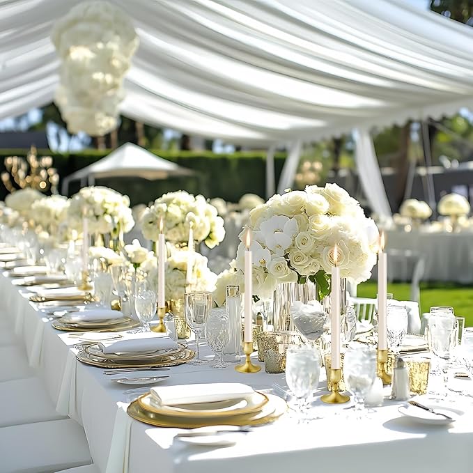 Vintage Brass Gold Taper Candle Holders, Set of 12, Metal Taper Candlestick Holder for Dinner Room Table Centerpiece, Wedding Reception, Festive,Mantel Decoration, Home Decor (Brass Gold, Set of 12)