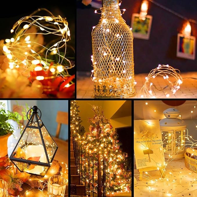 ZGWJ USB Fairy Lights Battery Powered Dual Power with Remote Timer, 2 Pack 50 LED 16FT Twinkle String Lights 8 Modes Waterproof for Bedroom,Halloween,Christmas,Parties Wedding Decoration Warm White