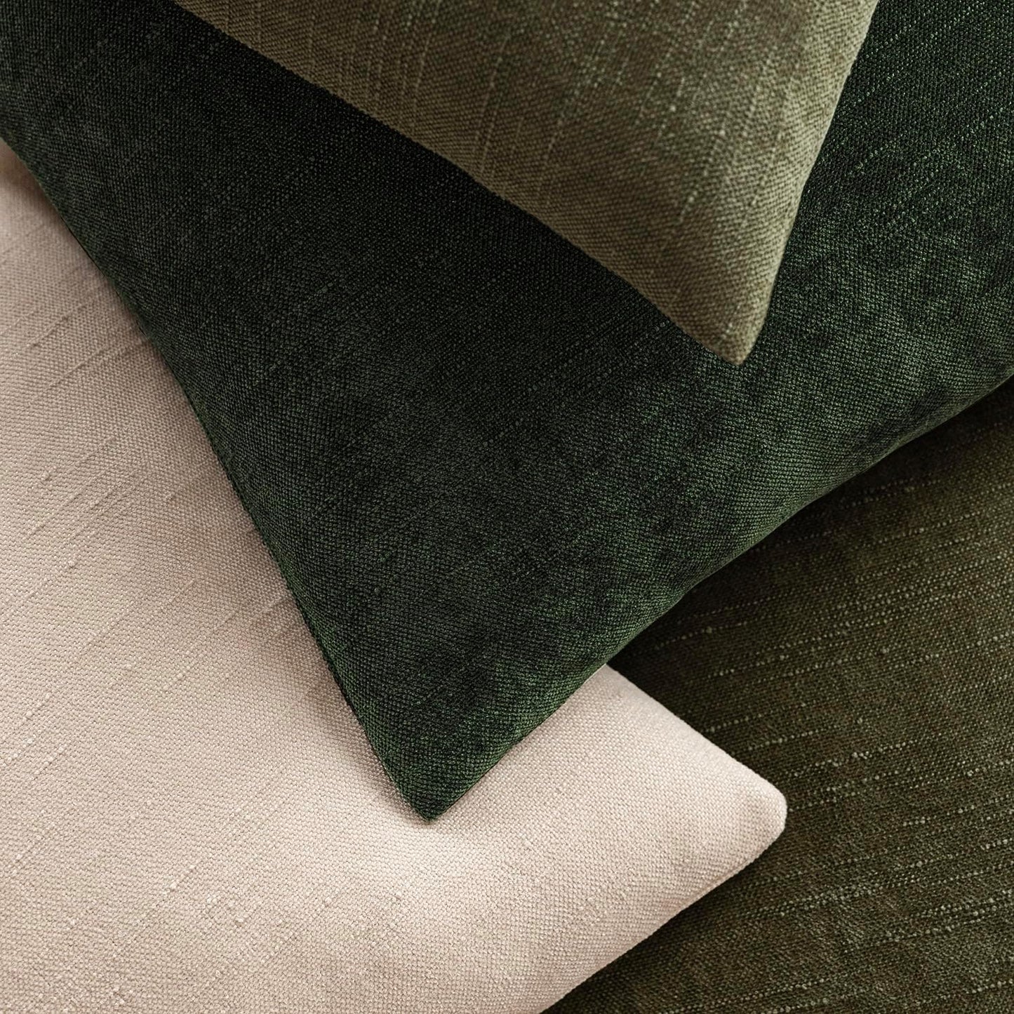 Foindtower Pack of 2 Soft Textured Chenille Throw Decorative Pillow Covers Square Accent Solid Cushion Cover Neutral Farmhouse Pillow Case for Couch Sofa Bedroom Living Room 24x24 Inch,Dark Green