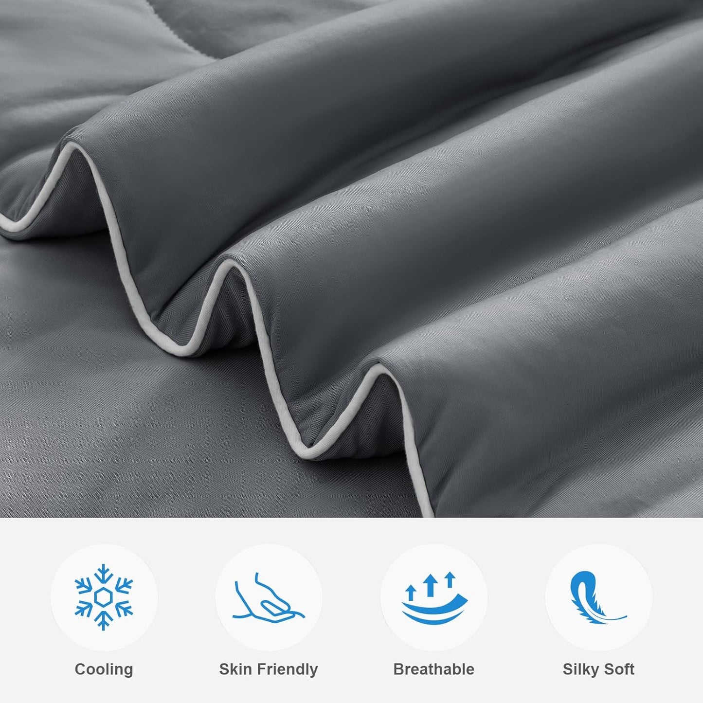 EASELAND Cooling Comforter Queen, Cold Touch Fabric Absorbs Body Heat, Double-Sided Cool Design Soft Fluffy Cooling Blanket for Night Sweats Hot Sleeper(Dark Gray, Queen(90"x90"))