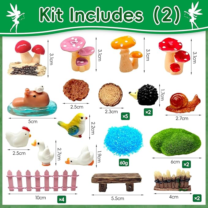 114 Pcs Miniature Fairy Garden Accessories Kit Resin Elves Animal Figurines Decor Micro Landscape Ornaments for DIY Micro Dollhouse