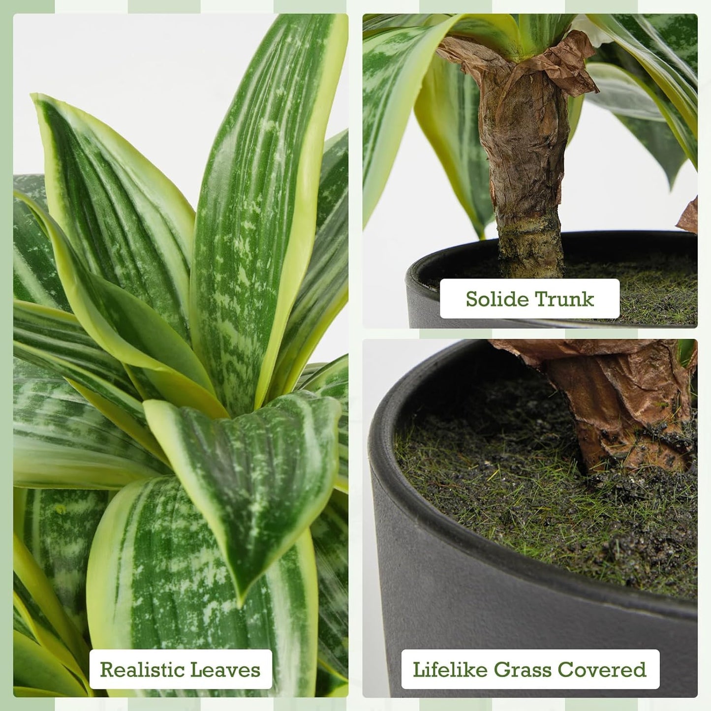 DILATATA Fake Snake Plant 11 Inch Small Potted Good Luck Plant Artificial Snake Plants Faux Mother in Law Tongue Sansevieria Plant - 20 Leaves Fake Laurentii for Indoor Outdoor Home Office Decor