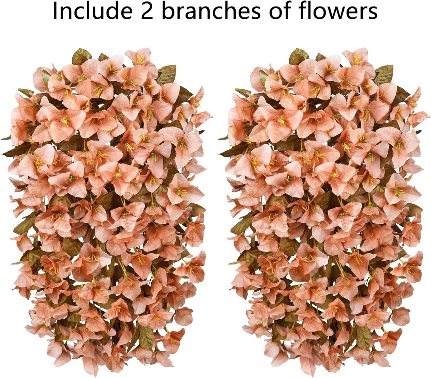 HyeFlora Bougainvillea Artificial Hanging Flowers Plants for Outdoors Winter Decoration, 2pcs Faux Bougainvillea Vines Brown Fake Flowers Realistic UV Resistant Silk Flowers for Outside Planter Yard