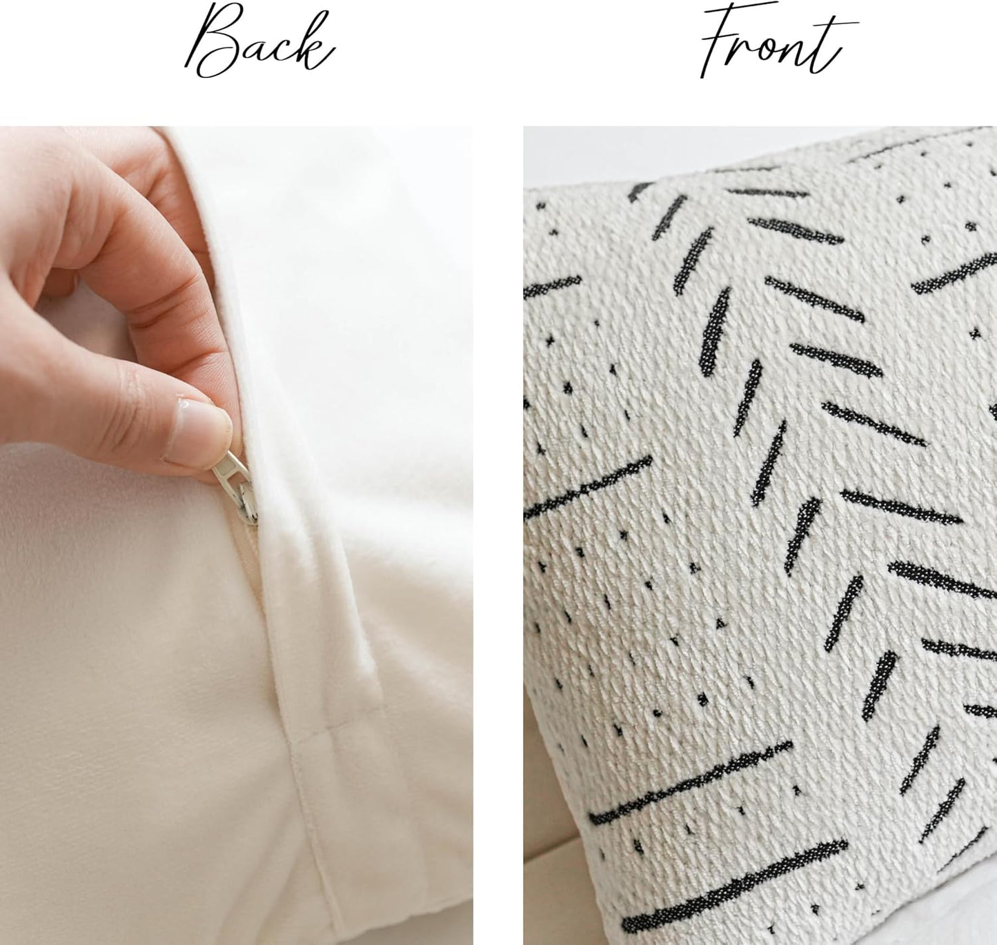 BlissBlush Off White Decorative Lumbar Throw Pillow Covers 12X20, Set of 2, Boho Farmhouse Cushion Cover, Soft Accent Pillowcase for Couch Sofa Bed Living Room Home Décor