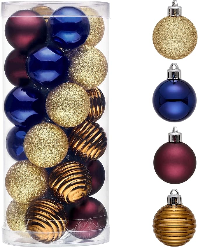Valery Madelyn 1.57 Inches Small Christmas Tree Decorations Ornament Set for Fall Halloween, 24ct Bronze Copper Purple Shatterproof Hanging Ball Ornaments Holiday Party Decor
