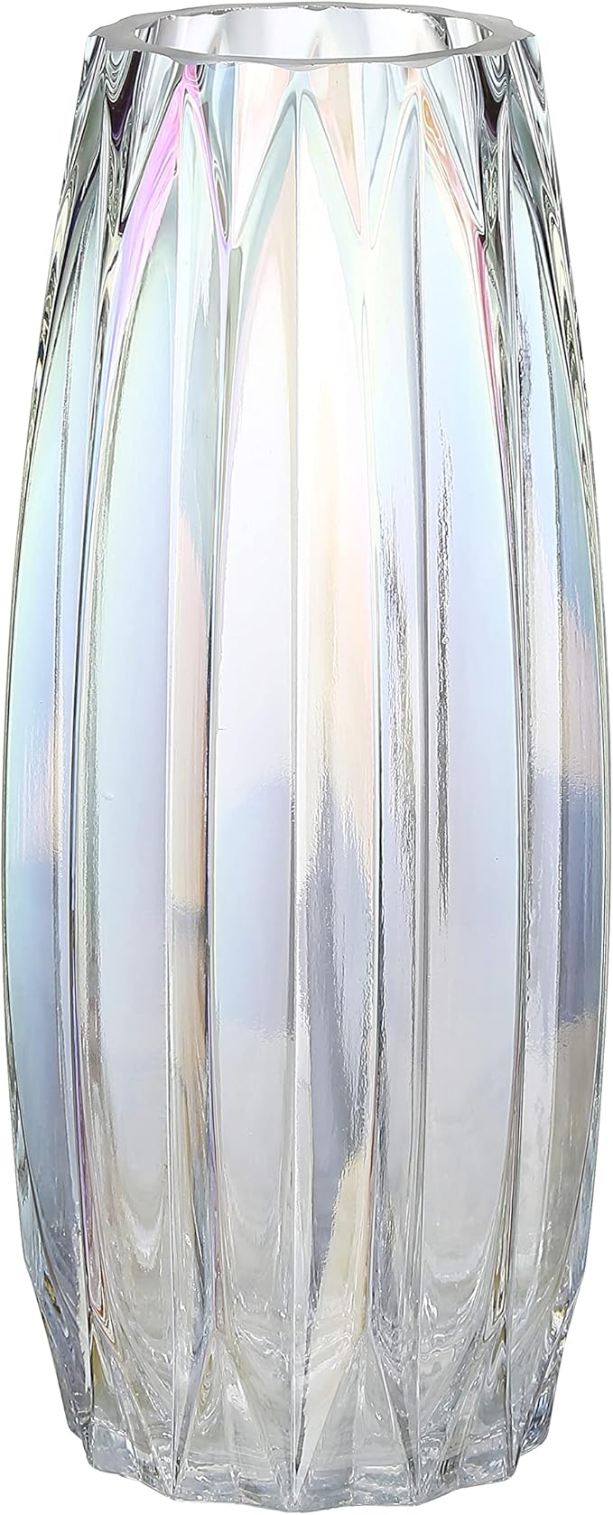 Glass Vase - Modern Ribbed Glass Vase for Flowers, Candles, and Decorative Accents -Black Grey, Amber, Clear and Colored Tall/Short Glass Vase for Centerpieces Home Table Decor (Colored, H-11.8inch)