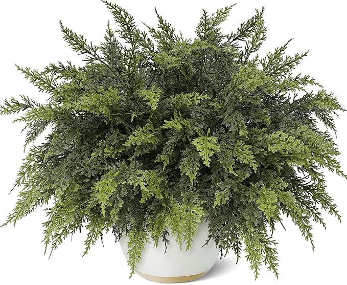 18" Real Touch Cedar Branches -24 Pcs, Artificial Christmas Cedar Branch Realistic Fake Pine Picks Faux Greenery Plants Stem for Vase DIY Crafts Garland Wreath Indoor Outdoor Home Decor