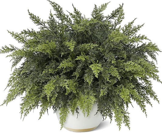 18" Real Touch Cedar Branches -12 Pcs, Artificial Christmas Cedar Branch Realistic Fake Pine Picks Faux Greenery Plants Stem for Vase DIY Crafts Garland Wreath Indoor Outdoor Home Decor