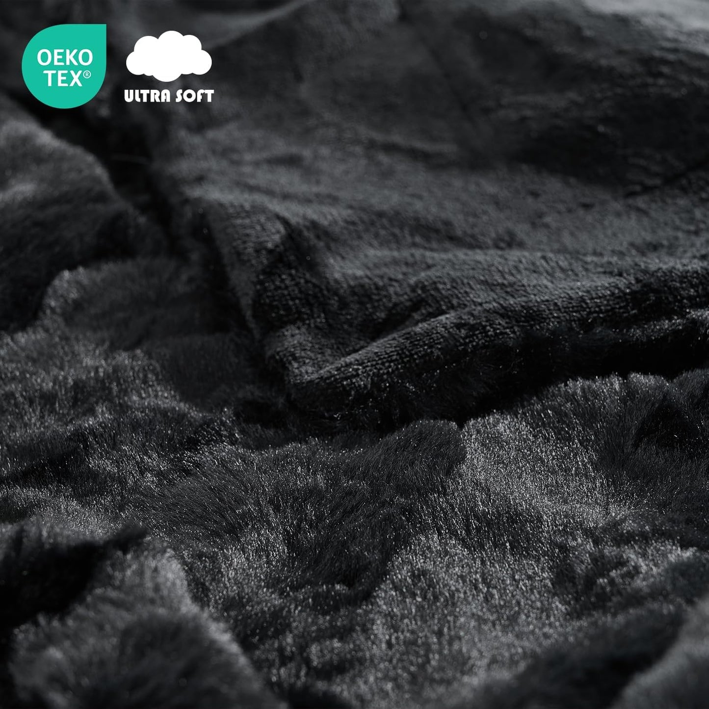 Krifey Black Faux Fur Throw Blanket for Couch Bed, 3D Marble Texture Soft Throws, Cozy Fuzzy Plush Thick Warm Blanket, Faux Rabbit Fleece, Christmas Birthday Gifts for Men Dad, Cool Black, 50x60in